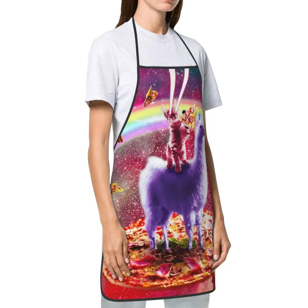 Unisex Space Pizza Cat Meme Bib Apron Adult Women Men Chef Tablier Cuisine for Cooking Kitchen Funny Animal Baking