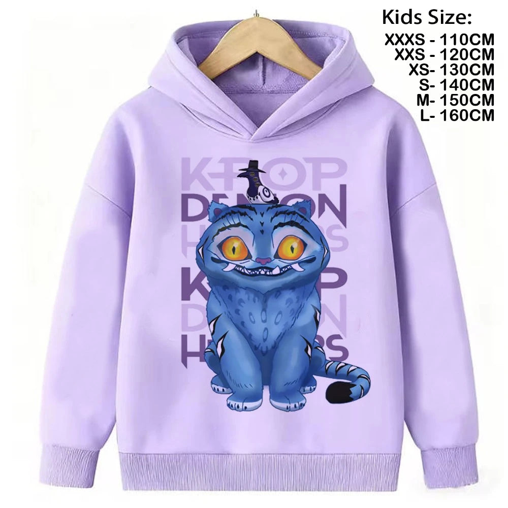 KPop Demon Hunters Hoodies Teenage Girls Boys Rumi KPop Demon Hunters Hoody Autumn Casual Long Sleeve Children Clothing