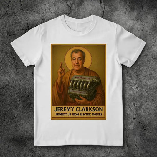 Jeremy Clarkson Protect Us From Electric Motors Merch Fans T-shirt Top Gear Funny Meme Graphic T-shirts Unisex Casual Loose Tees