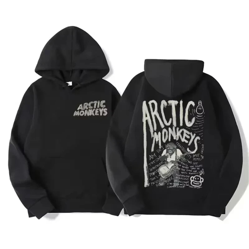 Arctic Monkey retro hoodie Men's pattern print Music album retro cap sweatshirt Hip-hop style hoodie
