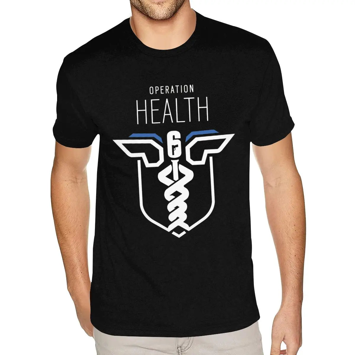 Harajuku Rainbow Six Siege Tees for Men Custom Print Short Sleeved Cotton Black O Neck Tee Shirt