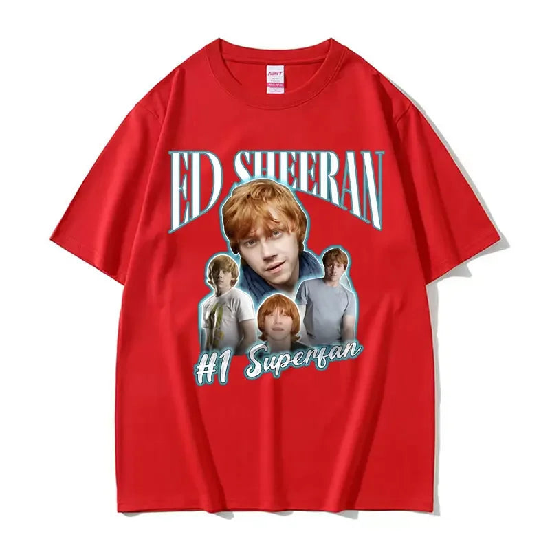 Funny Ed Sheeran Number One Superfan Meme T Shirt Men Fashion Retro Short Sleeve T-shirt Unisex Gothic Casual 100% Cotton Tshirt