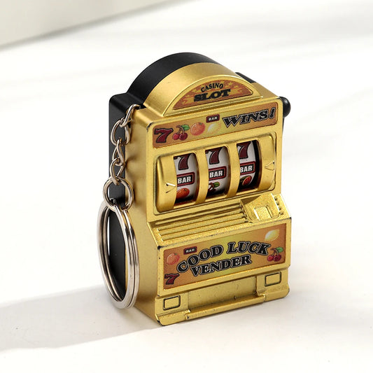 Fruit Slot Machine Keychain Lucky Charm Jackpot Keychains Mini Casino Pendant Bag Charm Novelty Gifts for Kids Adults