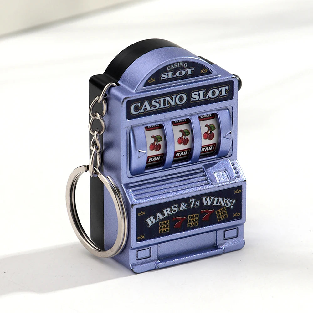 Fruit Slot Machine Keychain Lucky Charm Jackpot Keychains Mini Casino Pendant Bag Charm Novelty Gifts for Kids Adults