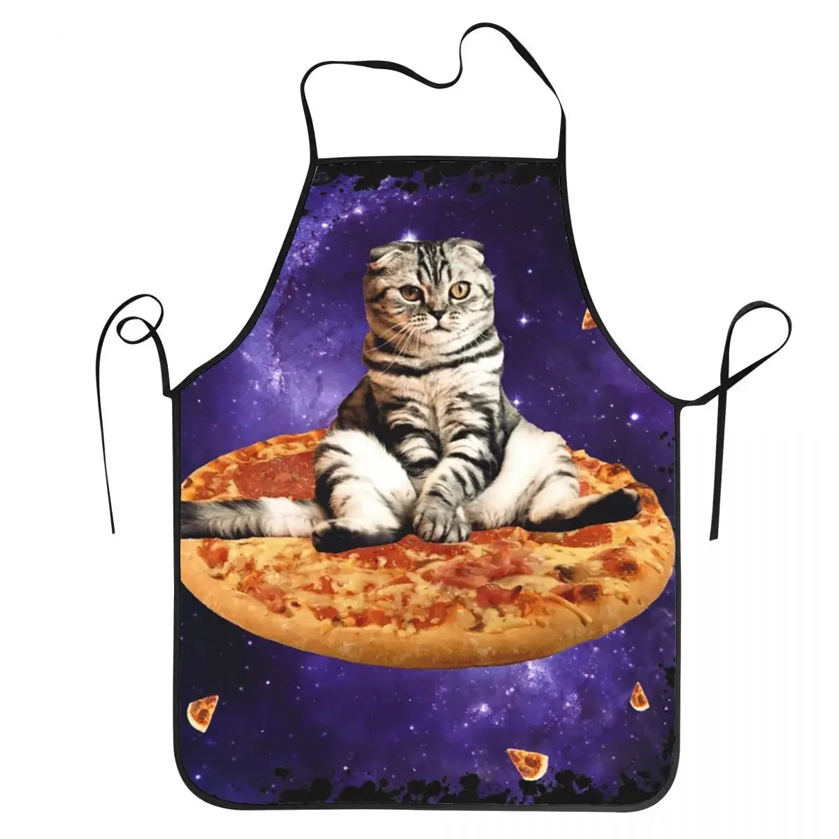 Unisex Space Pizza Cat Meme Bib Apron Adult Women Men Chef Tablier Cuisine for Cooking Kitchen Funny Animal Baking