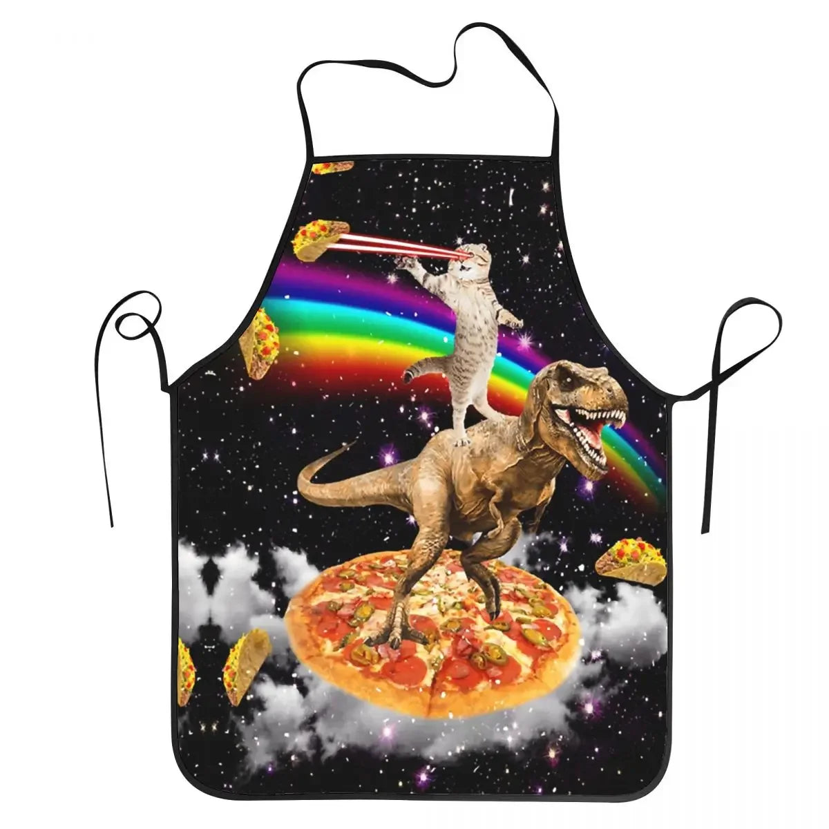 Unisex Space Pizza Cat Meme Bib Apron Adult Women Men Chef Tablier Cuisine for Cooking Kitchen Funny Animal Baking