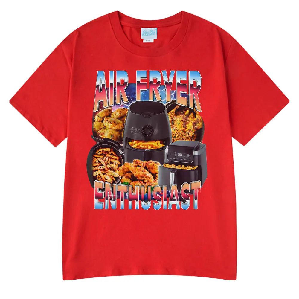 Air Fryer Enthusiast Funny Cooking Meme T-Shirt  Hot Sale Couples Clothing Funny T-shirts Men's Cotton Streetwear Woman T-shirts