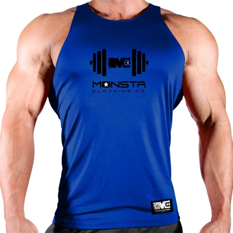 Men GYM tank top Fitness quick drying vest men's elastic sweat absorbing breathable Shirt sleeveless tops men sports vest