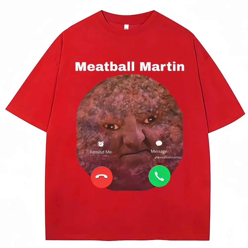 Funny Meatball Martin T-shirt for womenunisex humorous retro summer casual oversized shirt