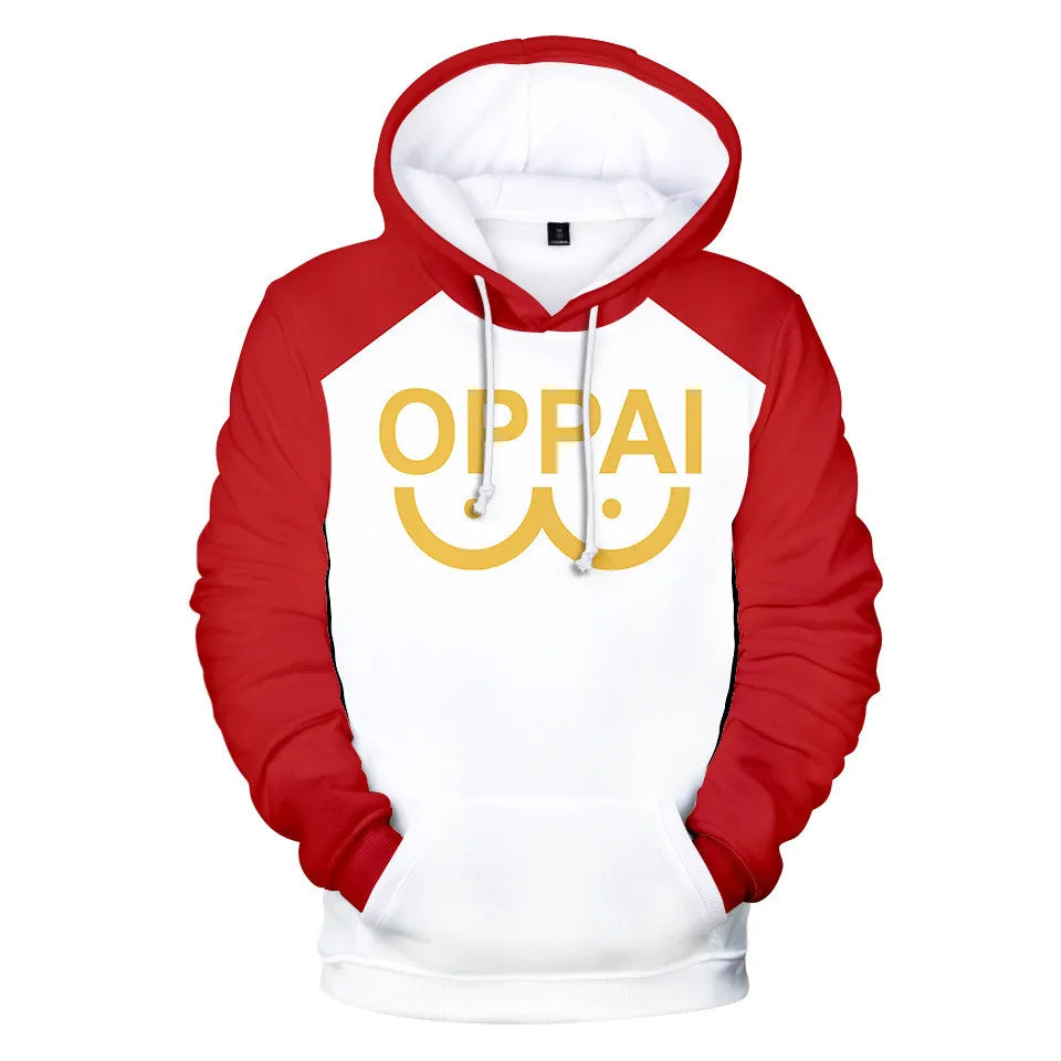 NEW Anime Saitama Oppai Hoodie Hooded Sweatshirt Hoodie Cosplay Costume Fleece Fashion Harajuku Jacket and Coat Brand Clothes
