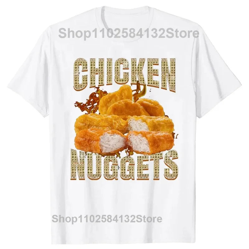 Humor Funny Chicken Nugget Meme T-Shirts Men Women Joke Food Cotton Euro Size O-Neck Daily Casual Oversized Unisex Tees