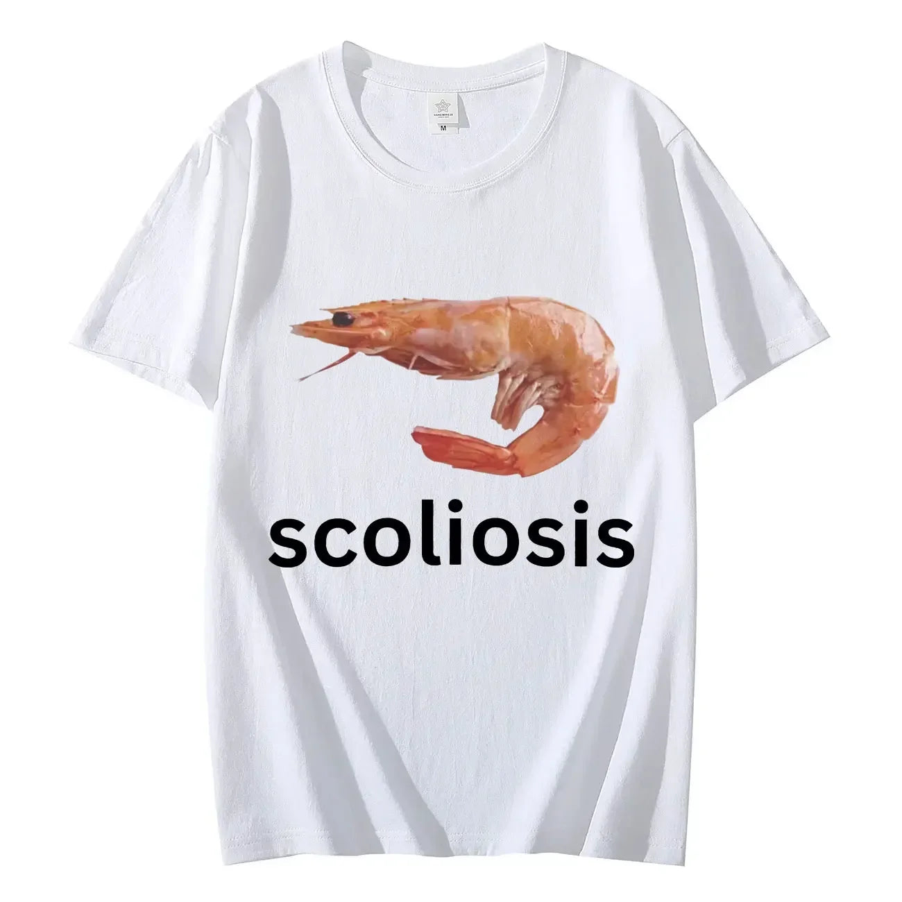 Casual Short Sleeve Streetwear Women T Shirts Summer Scoliosis Funny Shrimp Meme T-shirt Unisex Fashion  Aesthetic Clothes