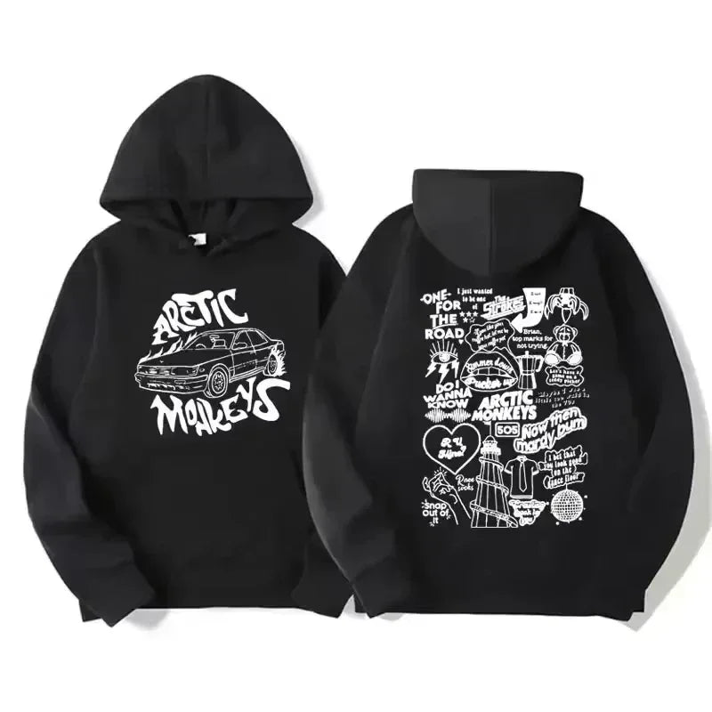 Arctic Monkey retro hoodie Men's pattern print Music album retro cap sweatshirt Hip-hop style hoodie