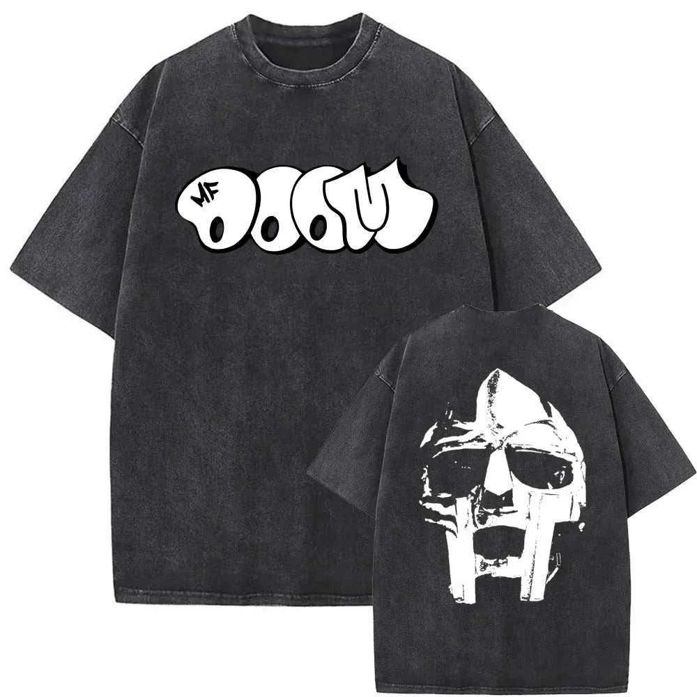 2025 Washed Vintage Rapper Mf Doom MM FOOD Graphic Print Tshirt Men Women Hip Hop Fashion T-shirts Male Casual