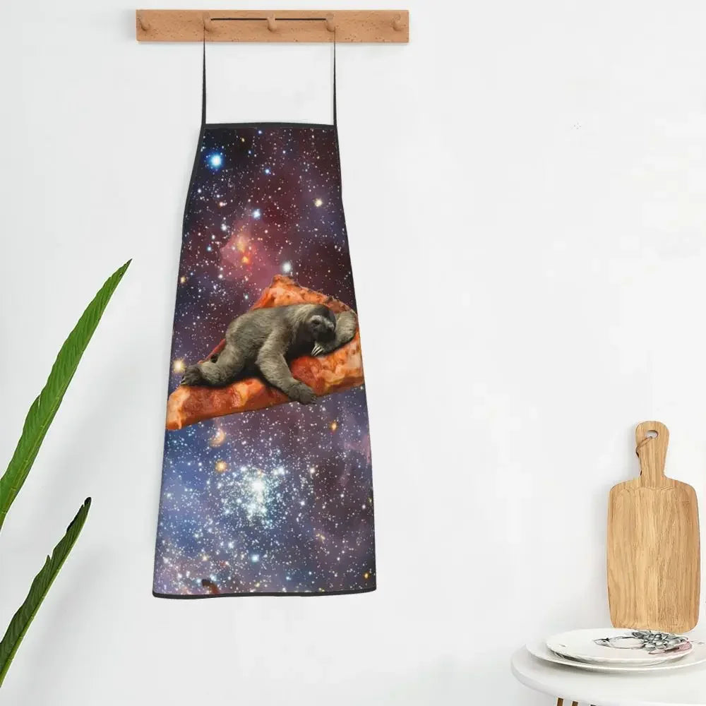 Unisex Space Pizza Cat Meme Bib Apron Adult Women Men Chef Tablier Cuisine for Cooking Kitchen Funny Animal Baking