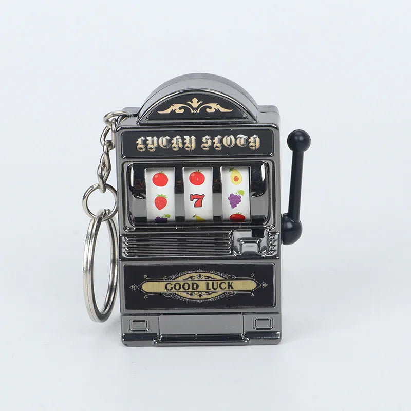 Fruit Slot Machine Keychain Lucky Charm Jackpot Keychains Mini Casino Pendant Bag Charm Novelty Gifts for Kids Adults