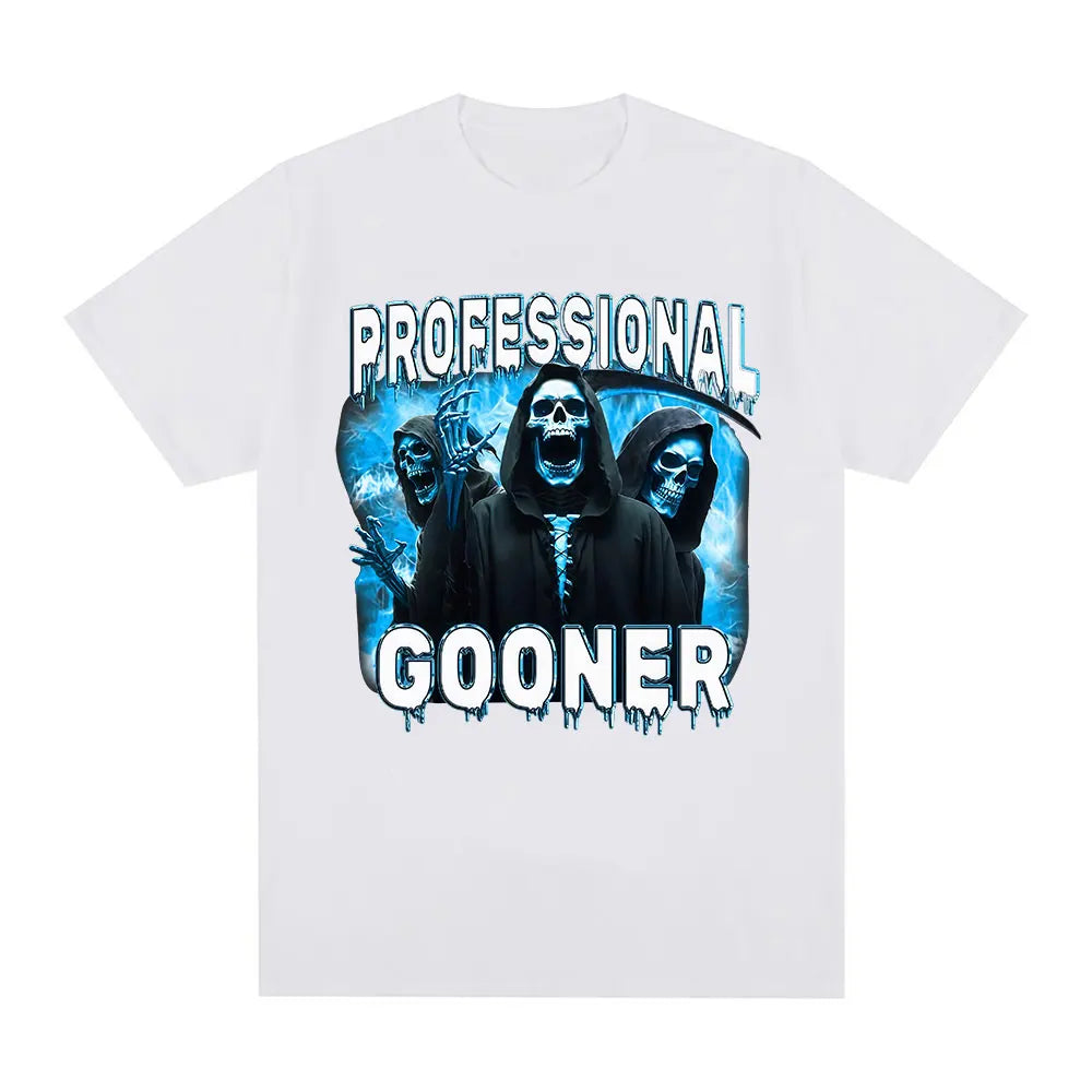 Professional Gooner Offensive Funny Skeleton Meme T Shirts Goon Sexual Joke Party Summer T-shirts Unisex Fashion Tees