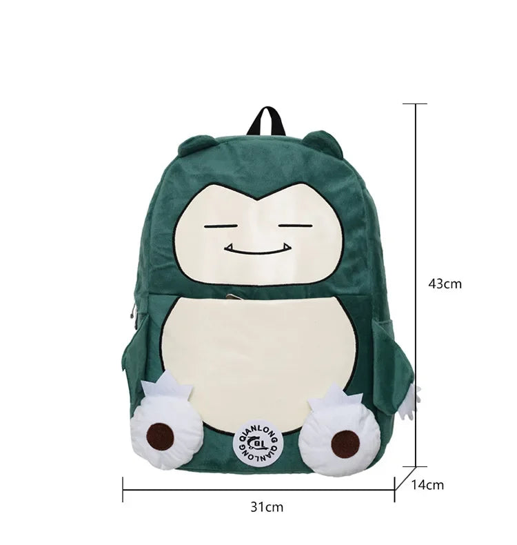 Anime New Style Pokemon Snorlax Plush Couple Bag Children Large Capacity Backpack Student School Bag Outdoor Travel Funny Cute