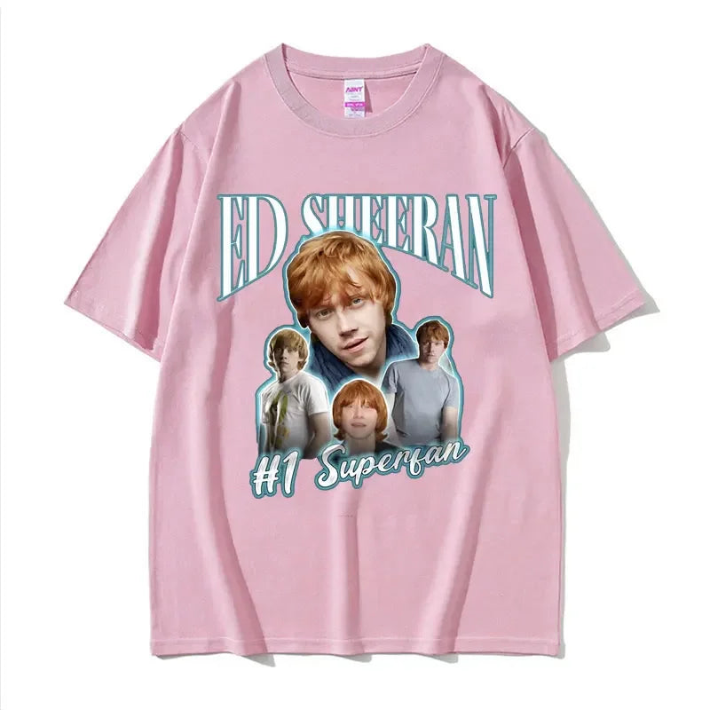 Funny Ed Sheeran Number One Superfan Meme T Shirt Men Fashion Retro Short Sleeve T-shirt Unisex Gothic Casual 100% Cotton Tshirt