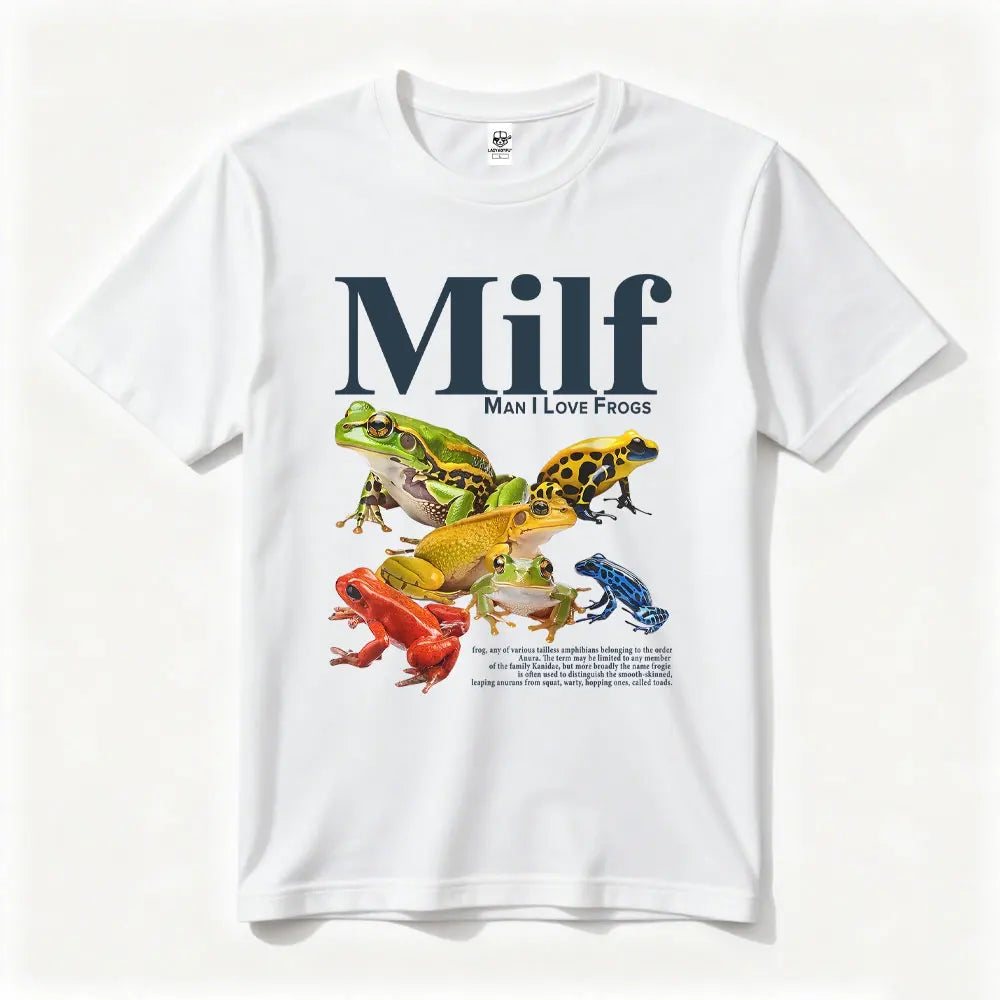 MILF Man I Love Frogs Funny Saying Humor Sarcasm Lovers T-Shirt Summer Breathable Camisetas O-neck Short-sleeve for Daily Wear