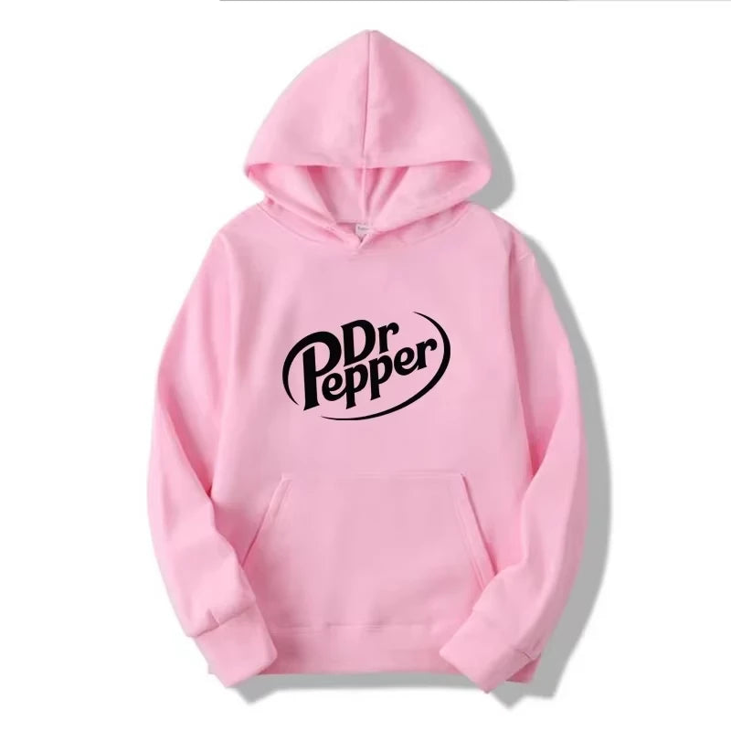 2025 Autumn Warm Dr Pepper Letter Printed Hoodies Street Men Fashion Fleece Sweatshirts Casual Unisex Pullover Tops Fashion Tre