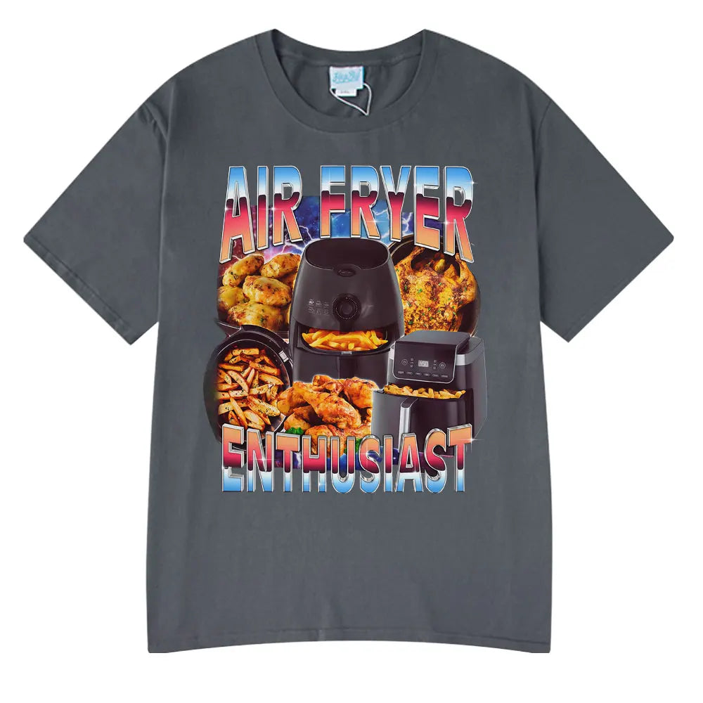 Air Fryer Enthusiast Funny Cooking Meme T-Shirt  Hot Sale Couples Clothing Funny T-shirts Men's Cotton Streetwear Woman T-shirts