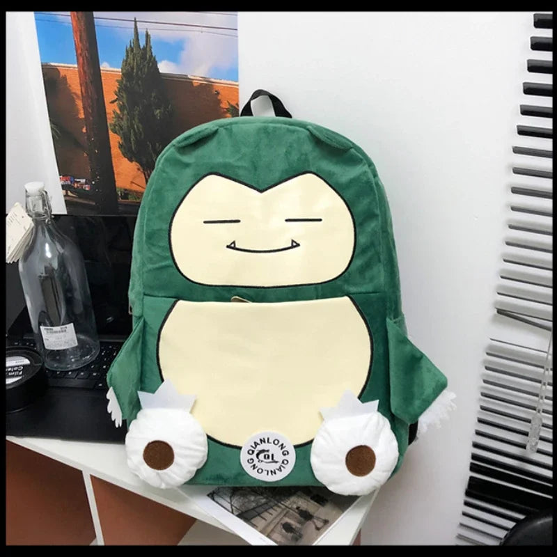Anime New Style Pokemon Snorlax Plush Couple Bag Children Large Capacity Backpack Student School Bag Outdoor Travel Funny Cute