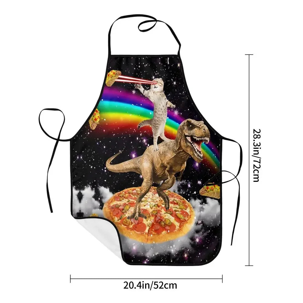 Unisex Space Pizza Cat Meme Bib Apron Adult Women Men Chef Tablier Cuisine for Cooking Kitchen Funny Animal Baking