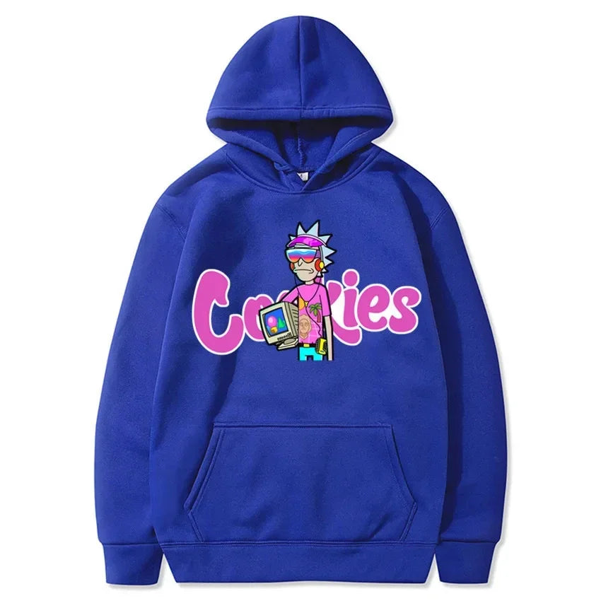 2025 New Fashion Leisure Anime Cookie Print Fleece Men's and Women's Same Style Sports Hoodie