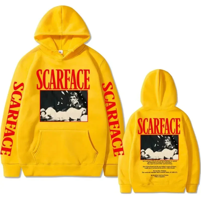 Vintage 90s Movie Scarface Tony Montana Hoodie Men Casual Vintage Pullover Man Hip Hop Hoodies Mens Fashion Oversized Sweatshirt