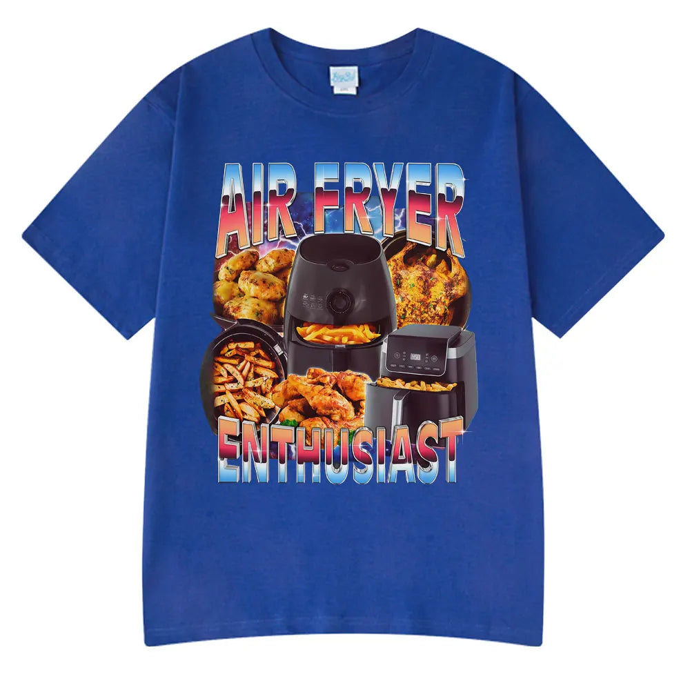 Air Fryer Enthusiast Funny Cooking Meme T-Shirt  Hot Sale Couples Clothing Funny T-shirts Men's Cotton Streetwear Woman T-shirts