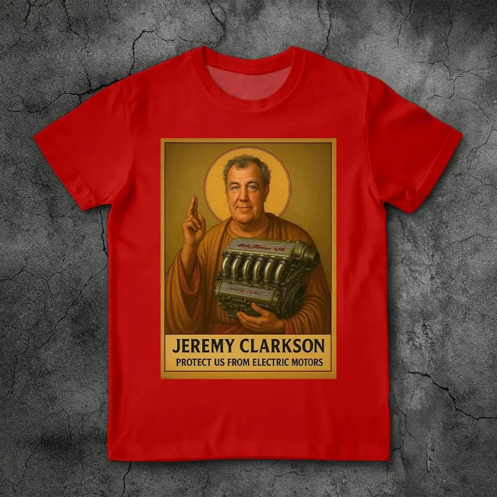 Jeremy Clarkson Protect Us From Electric Motors Merch Fans T-shirt Top Gear Funny Meme Graphic T-shirts Unisex Casual Loose Tees