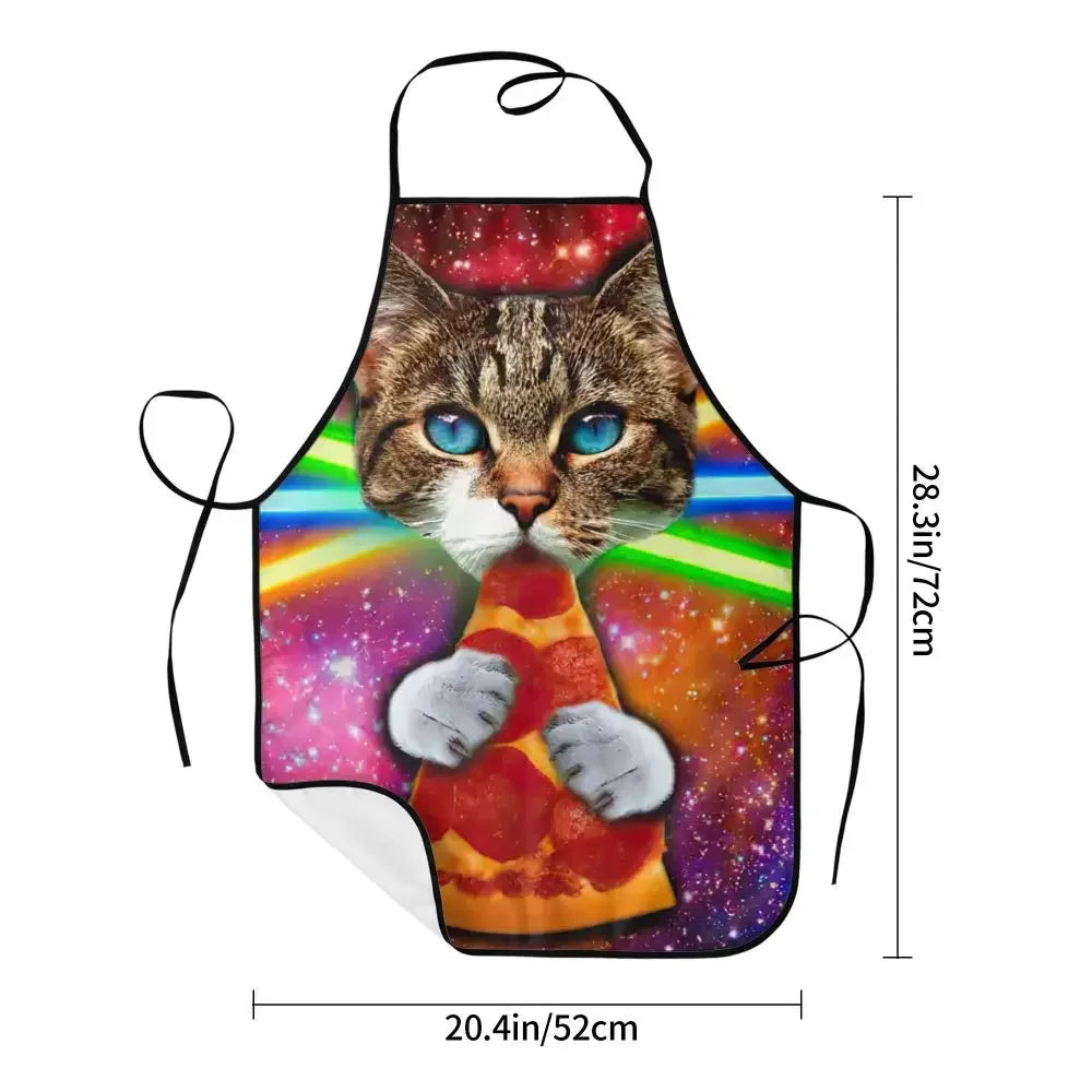Unisex Space Pizza Cat Meme Bib Apron Adult Women Men Chef Tablier Cuisine for Cooking Kitchen Funny Animal Baking